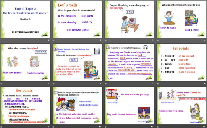 《The Internet makes the world smaller》SectionA PPT